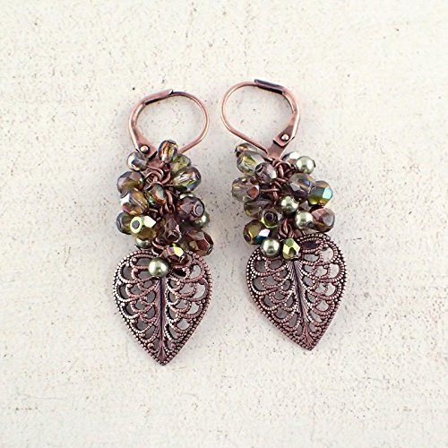 Light Green Bead Cluster Earrings with Swarovski Crystal Simulated Pearls Czech Glass and Filigree Light Green Bead Cluster Earrings with Swarovski Crystal Simulated Pearls Czech Glass and Filigree