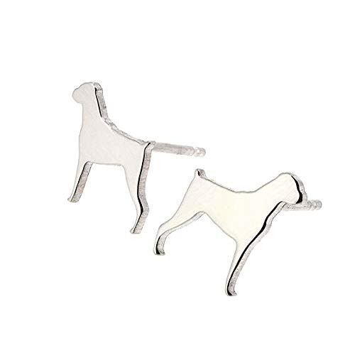 Boxer Dog Stud Earrings Polished Sterling Silver Handmade in USA