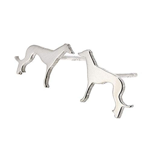 Greyhound dog stud earrings polished sterling silver handmade in USA