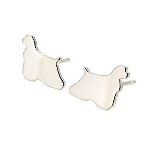 Cocker Spaniel Dog Stud Earrings Polished Sterling Silver Handmade in USA