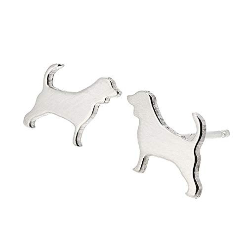 Beagle Dog Stud Earrings Polished Sterling Silver Handmade in USA