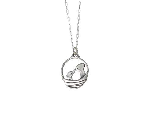 Sterling Silver Bird Nest Charm Necklace -Mother Charm on 18inch  925 Chain for Women