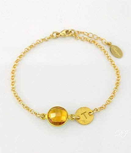 November Birthstone Bracelet  Personalized Birthstone Bracelet  Citrine Bracelet  Personalized Bracelet  Citrine jewelry  Initial Bracelet  bridesmaid bracelet  baby shower gift  new mom gift