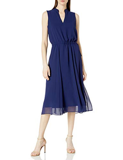 Anne Klein Women_s Drawstring MIDI Dress  Distant Mountain  XS