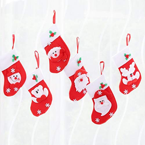 WTSHOP 12 PCS Christmas Mixed Set Mini Stockings,Christmas Hanging Bags,Xmas Holiday Decoration,Mini Christmas Stockings Gift