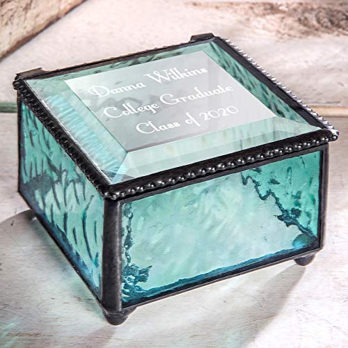 Graduation Gift Personalized Jewelry Box Engraved Glass Keepsake For High School Graduate Or College Grad Class Of 2020 Daughter  Granddaughter  Girl  Friend J Devlin Box 898 EB217-3 -Windsor Blue- Graduation Gift Personalized Jewelry Box Engraved Glass Keepsake For High School Graduate Or College Grad Class Of 2020 Daughter  Granddaughter  Girl  Friend J Devlin Box 898 EB217-3 -Windsor Blue-