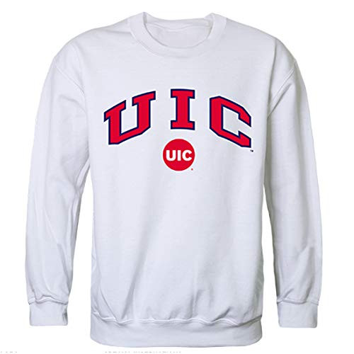 UIC University of Illinois at Chicago NCAA Men_s Campus Crewneck Fleece Sweatshirt - White  Medium