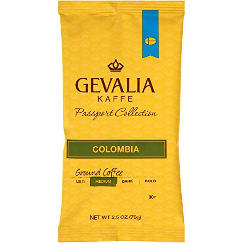 Gevalia Kaffe Colombian Medium Roast Ground Coffee -2.5 oz Bags  Pack of 24-