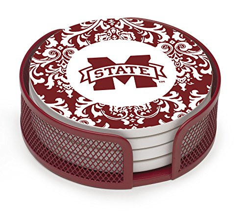Thirstystone VMSSU4-HA22 Stoneware Drink Coaster Set with Holder, Mississippi State University Pattern