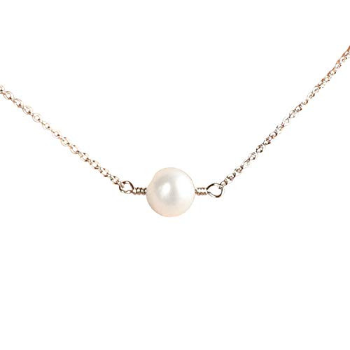 Sterling Silver Single Cultured Freshwater Pearl Choker Necklace  15-16 inches