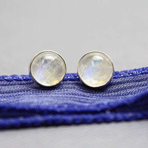 Moonstone Stud Earrings  6mm  Sterling Silver