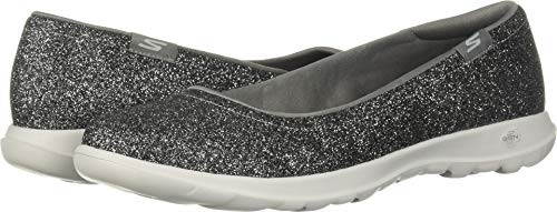 Skechers Women_s GO Walk LITE-16359 Ballet Flat  Silver  5 M US