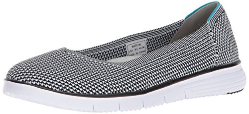 Propet Women_s TravelFit Flex Ballet Flat  Black White  8 Medium US