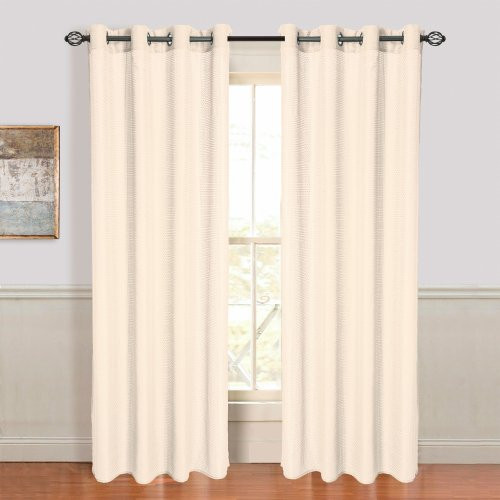 Bedford Home Olivia Jacquard Grommet Single Curtain Panel, 108-Inch, Cream