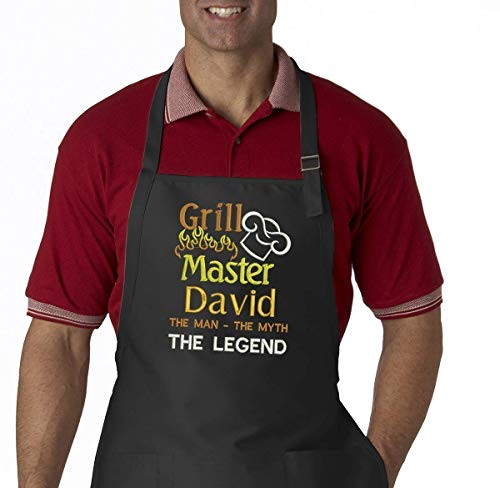 Grill Master The Man The Myth The Legend Personalized Men_s Embroidered BBQ Apron