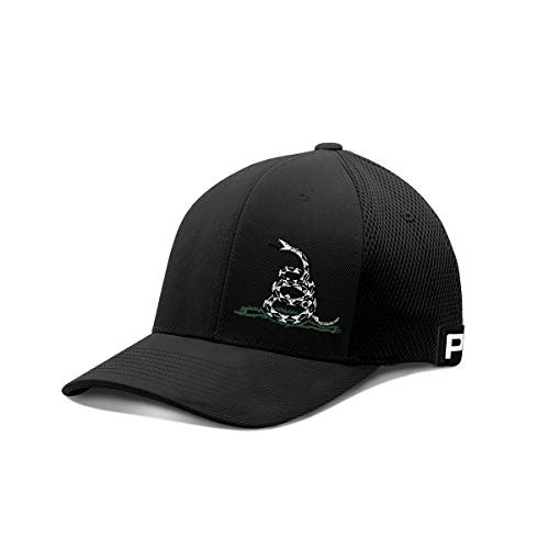 Printed Kicks Hat Don t Tread On Me Snake Lower Left Flex Fit Baseball Cap -Black  Small Medium-