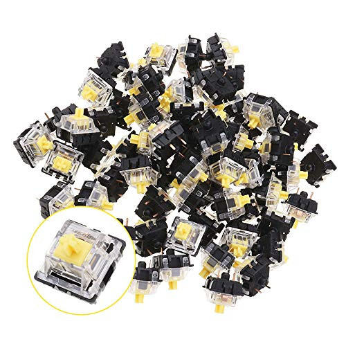 Sisenny 70PCS Pack 3Pin Gateron Linear Yellow Switch Keyboard Switch for Mechanical Gaming Keyboard