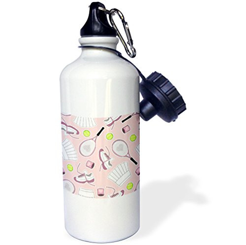 3dRose wb_172135_1 Cute Tennis Pattern Pink Sports Water Bottle, 21Oz, Multicolored