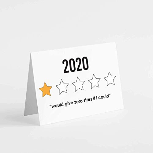 Funny One Star Review of 2020 Cards - 24 Cards w White Envelopes - Worst Year Ever Christmas or New Years Designs - Personalized Stationery Printed in the USA by RitzyRose