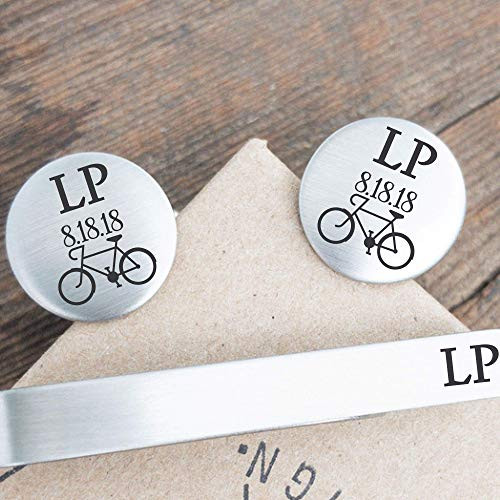 Personalized Bicycle Cufflinks And Tie Clip Set Gift Idea Bicycle Cufflinks Men Tie Clip Set For Him Cufflinks And Tie Clip Set Personalized BIKE-CUFFS-TIE