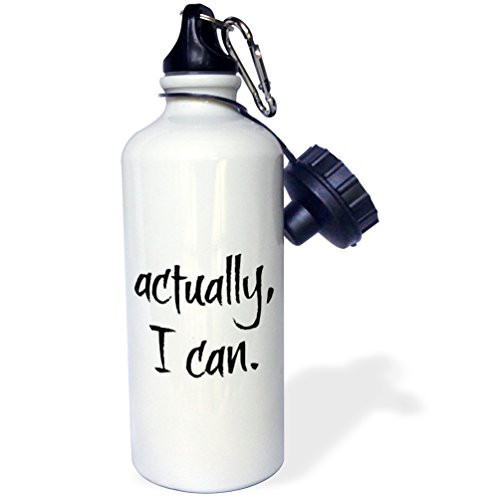 3dRose wb_213475_1 Actually I Can, Black Lettering Sports Water Bottle, 21Oz, Multicolored