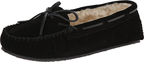 Minnetonka Women_s Cally Faux Fur Black Slipper 8.5 M US