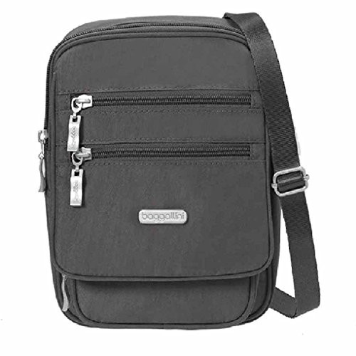 Baggallini Journey Travel Crossbody Organizer Bag with Many Pockets -Charcoal-