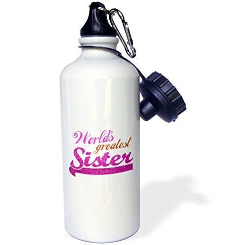 3dRose wb_151321_1 Worlds Greatest Teacher-Hot Pink and Gold Text for Females-School Teacher Appreciation Gifts Sports Water Bottle, 21 oz, White