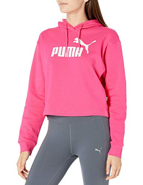 PUMA Women_s Essentials Fleece Cropped Hoodie  Glowing Pink  XS