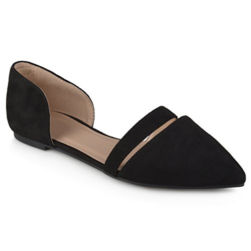 Journee Collection Womens Faux Suede Pointed Toe Flats Black  9 Regular US