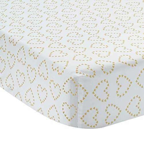 Lambs & Ivy Confetti Fitted Crib Sheet, Pink/Gold Heart