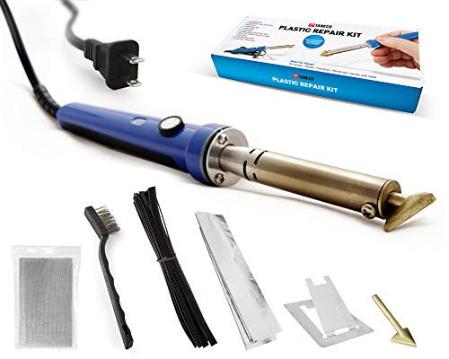 TANKCO Plastic Welding Repair Kit - 80W Iron adjustable temperature 25 black Rods  Stainless Steel Mesh - Welder Tools for Car Bumper  Kayak  Canoe  tank NEW GENERATION