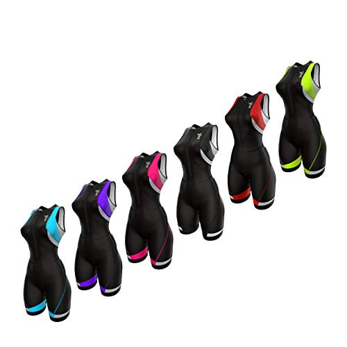 Sparx Women_s Triathlon Suit Tri Race Suit Women Trisuit Compression Running Swimming Cycling Skinsuit -Black Aqua  XL-