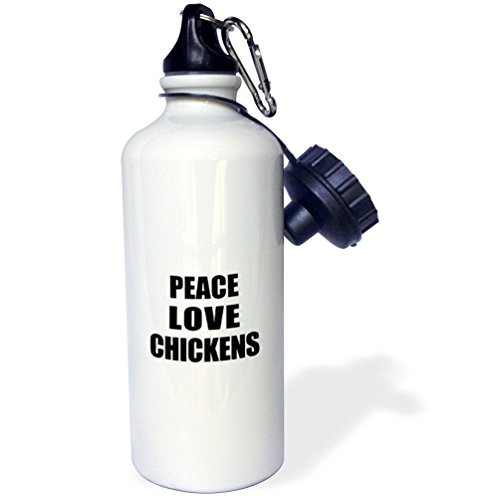 3dRose wb_184850_1 Peace Love And Chickens - Things That Make Me Happy - Funny Humor Gift Sports Water Bottle, Multicolor, 21 oz 3dRose wb_184850_1 Peace Love And Chickens - Things That Make Me Happy - Funny Humor Gift Sports Water Bottle, Multicolor, 21 oz