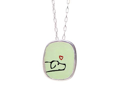 Enamel and 925 Sterling Silver Labrador Dog Necklace for Women on 18inch  Chain