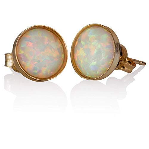 White Opal Stud Earrings 8mm Handmade Gold Filled Post Dainty Earrings for women White Opal Stud Earrings 8mm Handmade Gold Filled Post Dainty Earrings for women