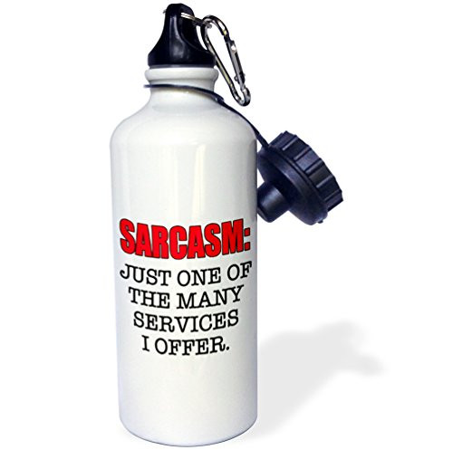 3dRose wb_202868_1 Sarcasm Just One Of The Many Services I Offer, Red Sports Water Bottle, Multicolor, 21 oz