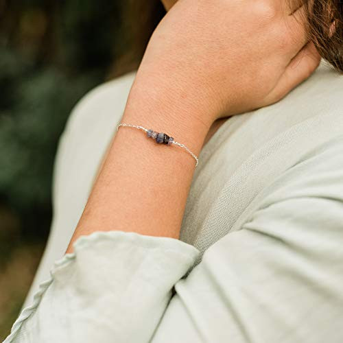 Tanzanite Bead Bar Bracelet in 925 Sterling Silver - Genuine Gemstone