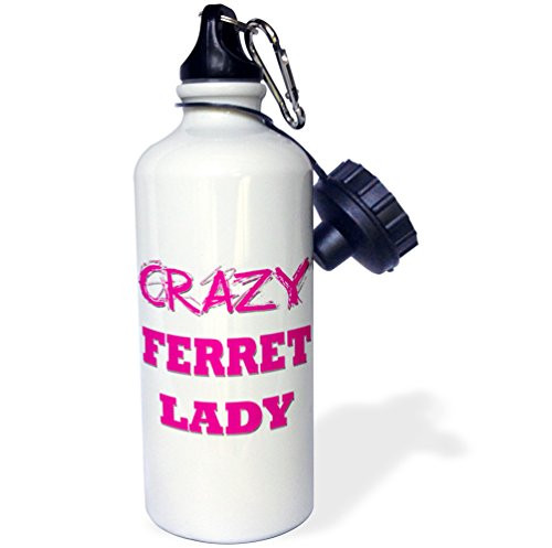 3dRose Crazy Ferret Lady Sports Water Bottle, Multicolor, 21 oz