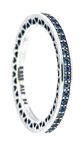 PANDORA Radiant Hearts of PANDORA Ring  Air Blue Enamel  and  Sky Blue Synthetic Spinel 191011SSS-60 EU 9 US