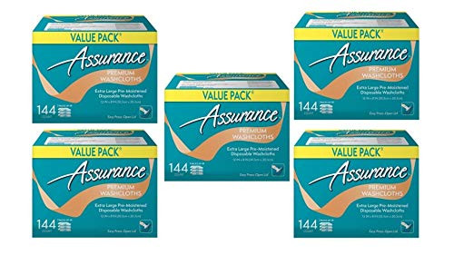 Assurance Premium XL Disposable Washcloths  144 Ct - 5 Pack