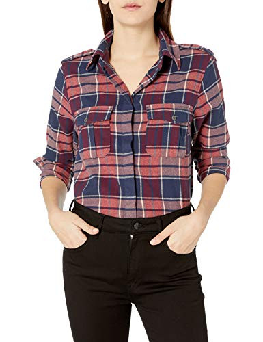 Roxy Women_s Dream in Blue Flannel Shirt  Mood Indigo Nova Plaid  XS