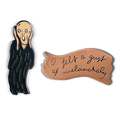 The Unemployed Philosophers Guild Scream and Melancholy Enamel Pin Set - 2 Unique Colored Metal Lapel Pins