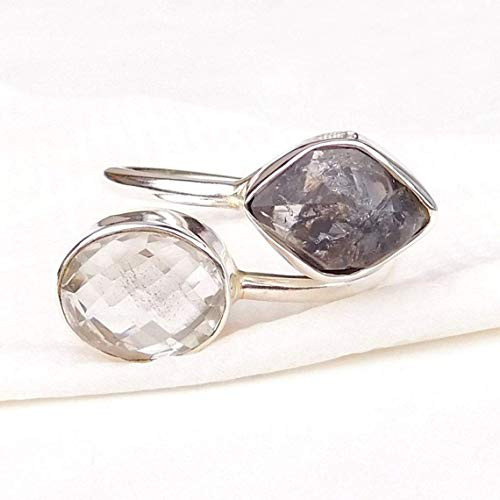 Herkimer Diamond Ring  Crystal Quartz Ring  Adjustable Ring  Handmade Ring  925 Sterling Silver Ring  One of kind Ring  Unique Gift