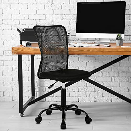 Mid Back Office Chair Home Computer Chair Mesh Task Chair Ergonomic Modern Desk Chair Adjustable Height Executive Chair Rolling Task Swivel Chair with Lumbar Support for Adults  Black
