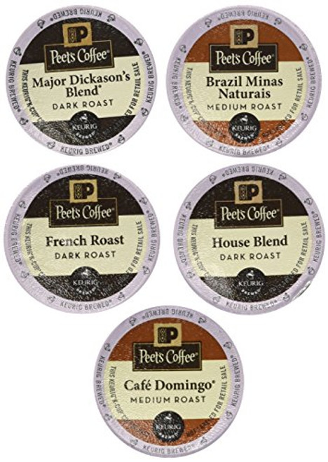 New! 20 K-cup Peets Coffee Sampler Variety PackNo Decaf (2014 Brazil Minas Naturais, Cafe Domingo, House Blend, Major Dickasons, French Roast) New! 20 K-cup Peets Coffee Sampler Variety PackNo Decaf (2014 Brazil Minas Naturais, Cafe Domingo, House Blend, Major Dickasons, French Roast)
