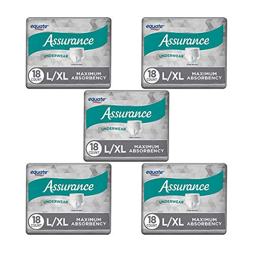 PACK OF 5 - Assurance for Men Maximum Absorbency Protective Underwear  Large Extra Large  18 ct