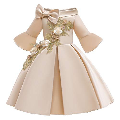 Shan-S Little Girls Sleeveless Princess Dress Kids Children_s Floral Embroidered Off Shoulder Bowknot Skirt Bridesmaid Pageant Gown Birthday Party Wedding Tutu Dresses 2-10 Years Shan-S Little Girls Sleeveless Princess Dress Kids Children_s Floral Embroidered Off Shoulder Bowknot Skirt Bridesmaid Pageant Gown Birthday Party Wedding Tutu Dresses 2-10 Years