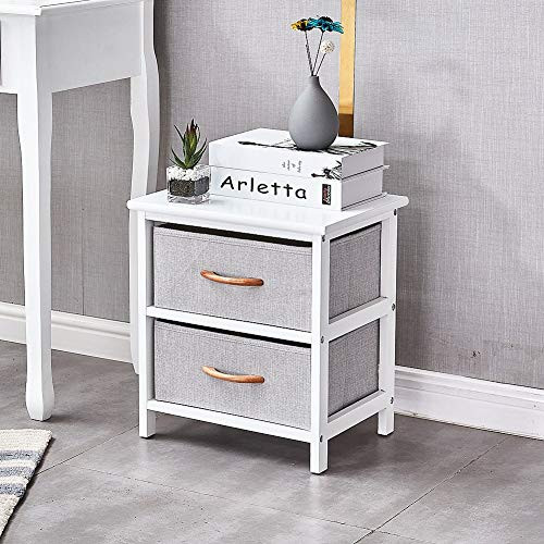 XINdream Dresser Storage Cabinet with 2 Drawers Fabric Dresser  Nightstand Small Dresser  Vertical Dresser Storage Tower  Wood Frame Storage Tower Chest Organizer Fabric  16L x 12.6W x17H