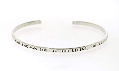 And Though She Be But Little  She Is Fierce  Sterling Silver Shakespeare Cuff Bracelet